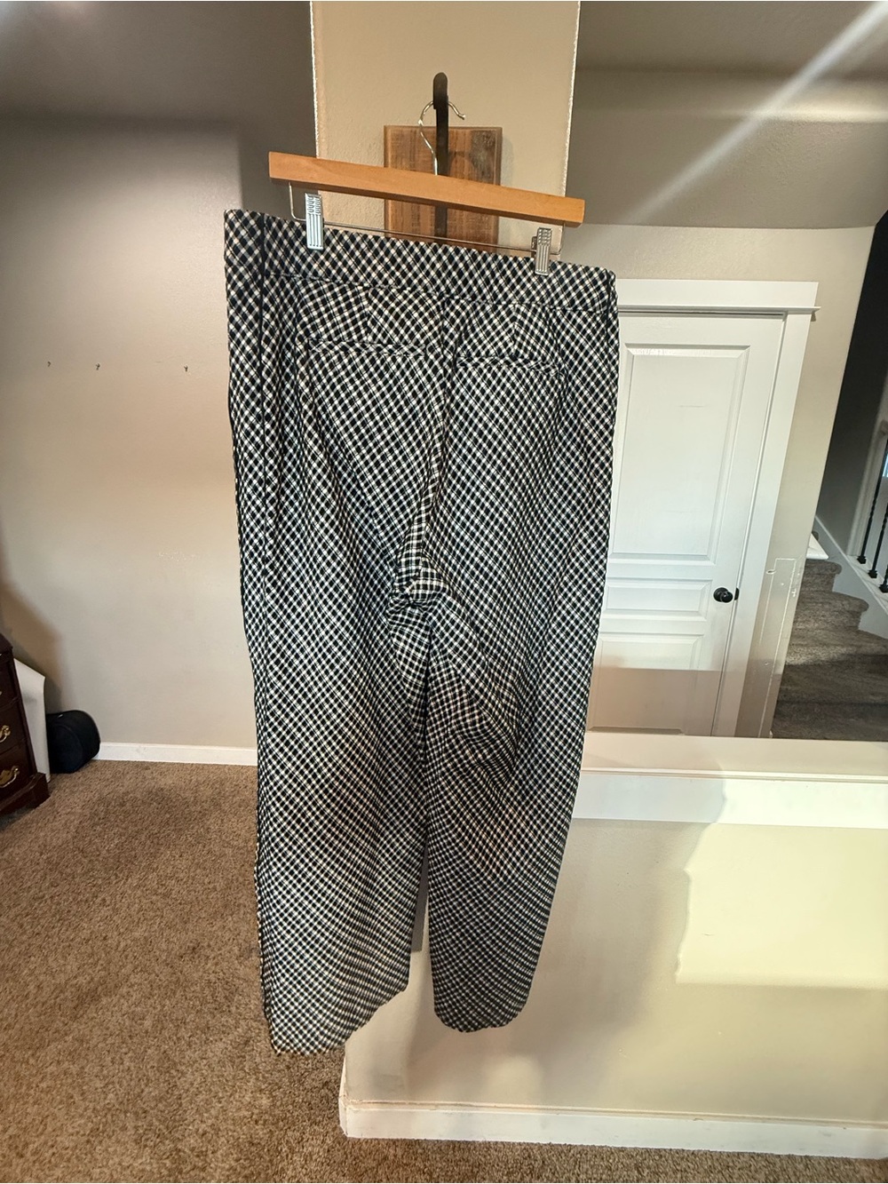 Spanx High-Rise Wide-Leg Plaid prefectFit Ponte Trousers in Black and White - Picture 3 of 7
